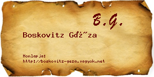 Boskovitz Géza névjegykártya